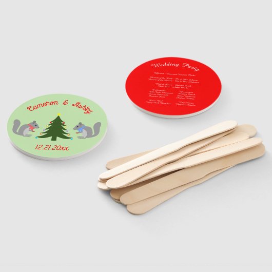 Kerstboom decoreren eekhoorns bruiloft handwaaier (Niet-gemonteerd)