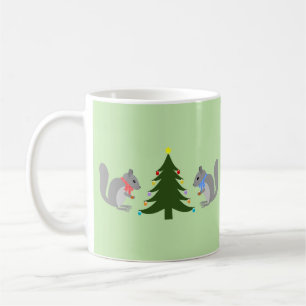Kerstboom decoreren eekhoorns koffiemok