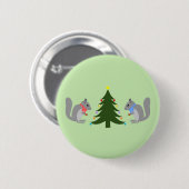 Kerstboom decoreren eekhoorns ronde button 5,7 cm (Voorkant /achterkant)