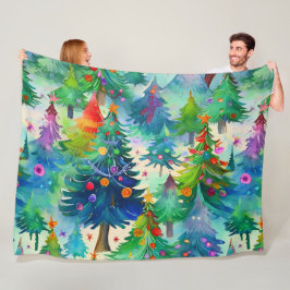 Kerstboom dennenpatroon fleece deken