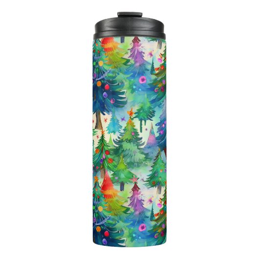 Kerstboom dennenpatroon thermosbeker (Voorkant)