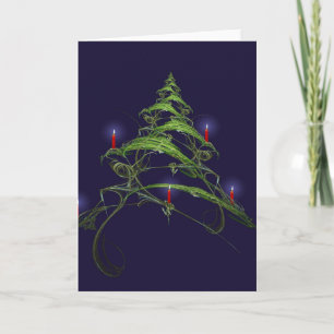 Kerstboom die met Kaarsen wordt verfraaid Feestdagen Kaart
