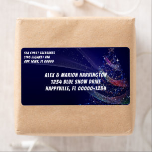 Kerstboom Donkerblauw Verzendlabels Etiket
