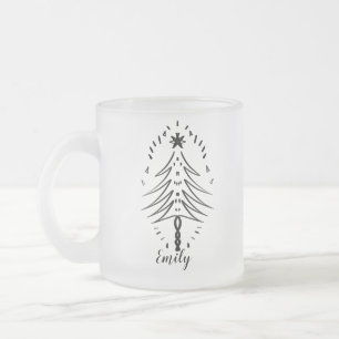 Kerstboom Doodles Whimsical Inkt Kunst Matglas Koffiemok