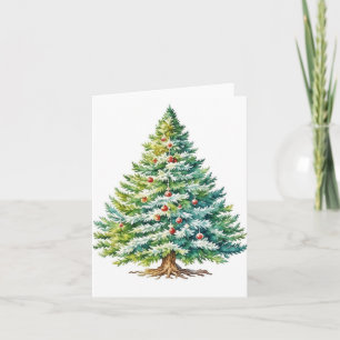 Kerstboom E - Waterverven & Pen Kaart