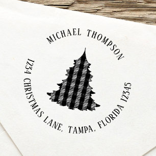 Kerstboom Eenvoudig Leuk Retouradres Zelfinktende Stempel