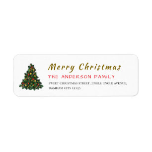Kerstboom Elegant Eenvoudig Retouradres Etiket
