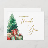 Kerstboom Elegant Goud Script Business Bedankkaart (Voorkant / Achterkant)