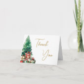 Kerstboom Elegant Goud Script Business Bedankkaart (Voorkant)