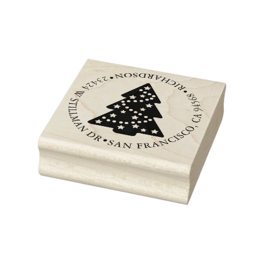 Kerstboom en adres 	rubberstempel (Stempel)