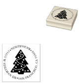 Kerstboom en adres 	rubberstempel (Gestempeld)