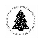 Kerstboom en adres 	rubberstempel (Afrduk)