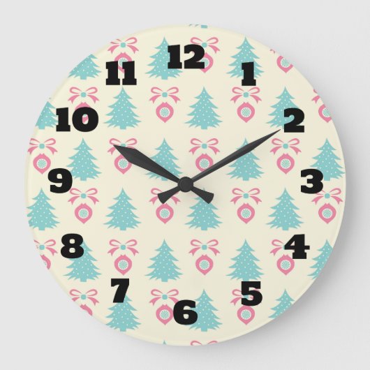 Kerstboom en Bauble Pattern Grote Klok (Voorkant)