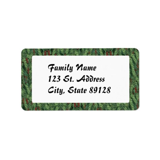 kerstboom en bessen etiket (Voorkant)