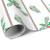 Kerstboom en bessen met strepen cadeaupapier (Rol Hoek)