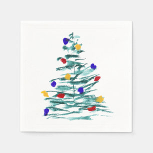 Kerstboom en Bollen Papier Servet