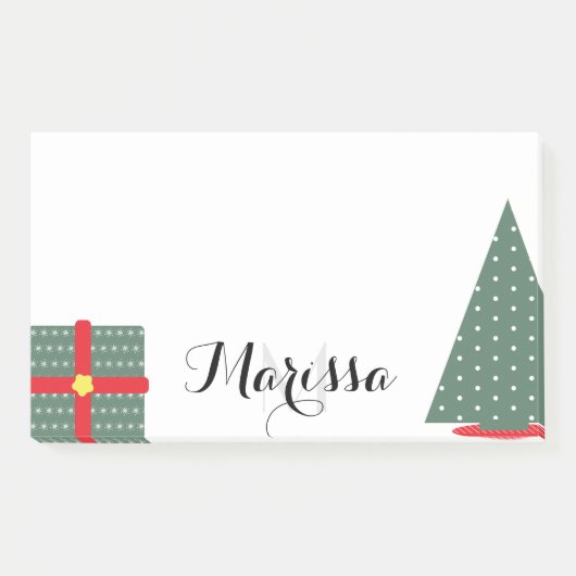 Kerstboom en cadeau monogram initiaal post-it® notes (Voorkant)