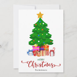 Kerstboom en cadeaus Kerstkaart