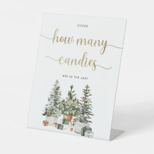 Kerstboom En Cadeaus Raad Hoeveel Candys Reclamebord Met Voetstuk