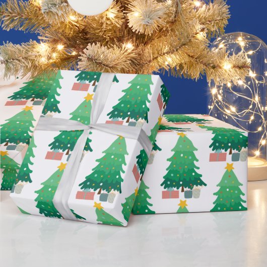 kerstboom en cadeautjes cadeaupapier (Feestdagen)