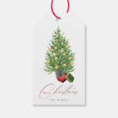 Kerstboom en feestdag in Garland Cadeaulabel (Voorkant)