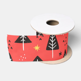 kerstboom en gele ster met rode rug lint