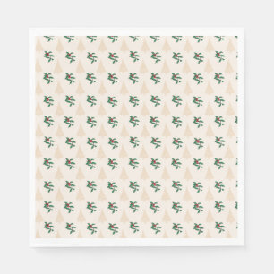 Kerstboom en Holly in Cream Paper Napkins Servet