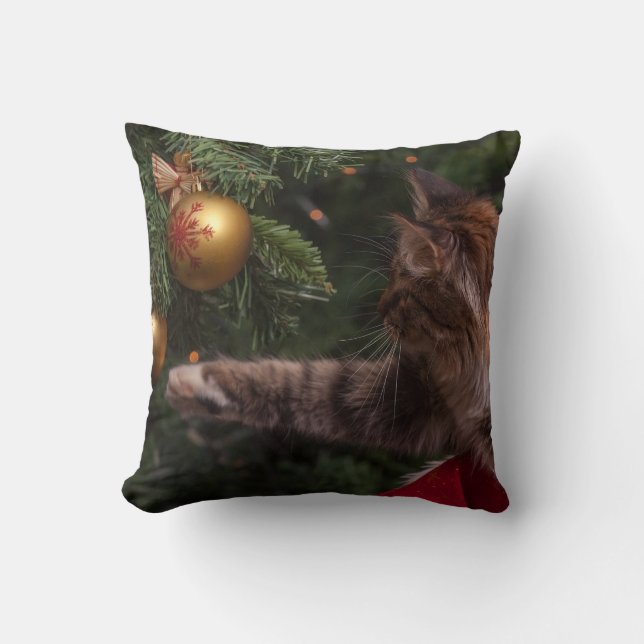 Kerstboom en kat kussen (Voorkant)