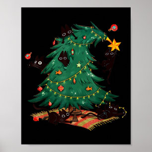 Kerstboom En Kat Schattige Kerst Kat Liefhebber  Poster