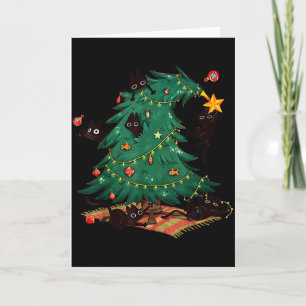 Kerstboom En Kat Schattige Kerstkat Liefhebber Kaart
