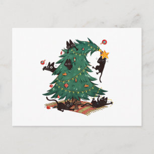 Kerstboom en Kat Schattige Kerstkattenliefhebber Feestdagenkaart