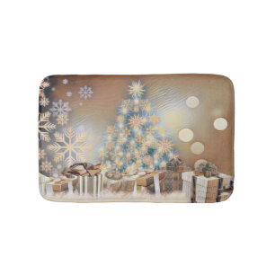 Kerstboom en kerstcadeaus waterverf badmat