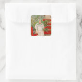 Kerstboom en kind in Furs Vierkante Sticker (Tas)