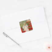 Kerstboom en kind in Furs Vierkante Sticker (Envelop)