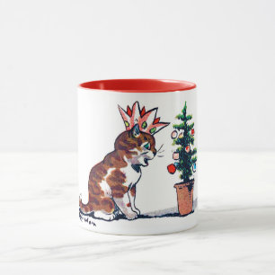 Kerstboom en Kitten, Louis Wain Mok