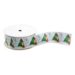 kerstboom en koolstof met kersttong grosgrain lint