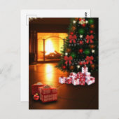 Kerstboom en open haard Briefkaart (Voorkant / Achterkant)