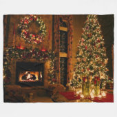 Kerstboom en open haard fleece deken (Voorkant (Horizontaal))