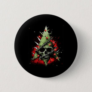 Kerstboom en punk-rotschedel harmoniëren met contr ronde button 5,7 cm