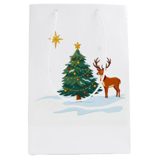 Kerstboom en rendier medium cadeauzakje