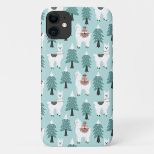 kerstboom en schattig lamappatroon iPhone 11 hoesje
