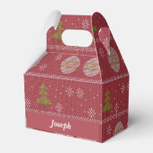 kerstboom en siergeweven rood bedankdoosjes (Voorkant Zijde)