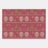 kerstboom en siergeweven rood inpakpapier vel (Voorkant 2)