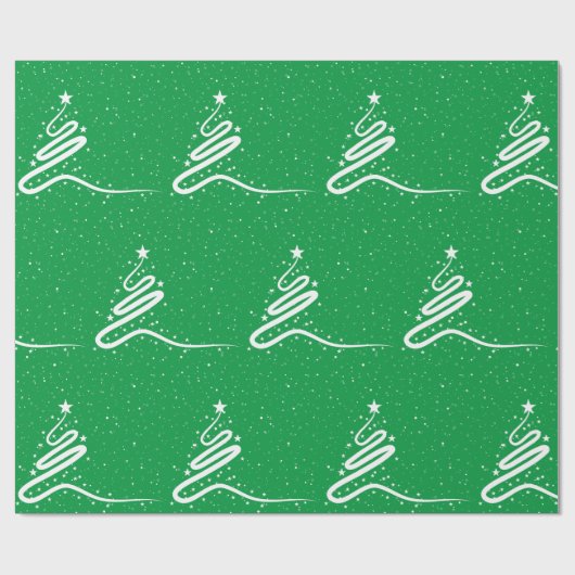 Kerstboom en sneeuwbalpapier cadeaupapier (Vlak)