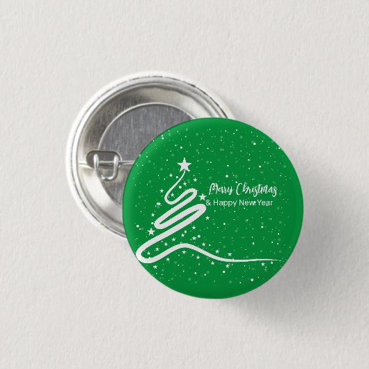 Kerstboom en sneeuwval ronde button 3,2 cm (Voorkant /achterkant)