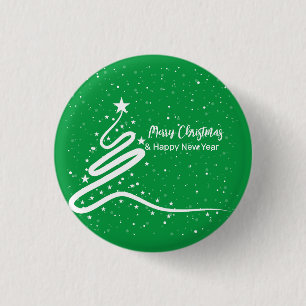 Kerstboom en sneeuwval ronde button 3,2 cm