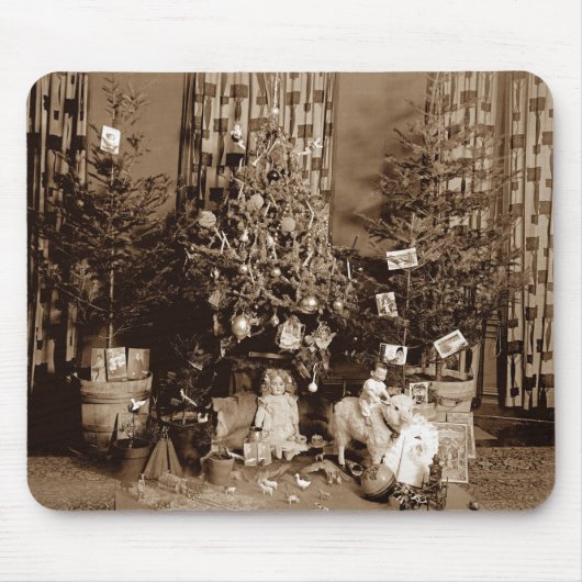 Kerstboom en speelgoed Circa 1900 Mousepad Foto Muismat (Voorkant)