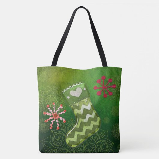 Kerstboom en Stocking Whimsey Draagtas (Achterkant)