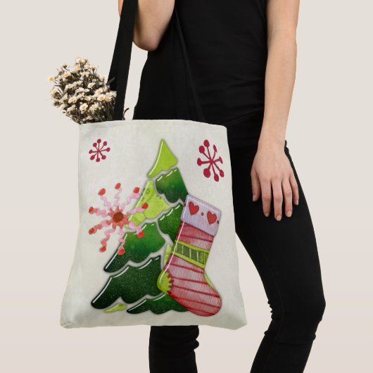 Kerstboom en Stocking Whimsey Draagtas (Dichtbij)