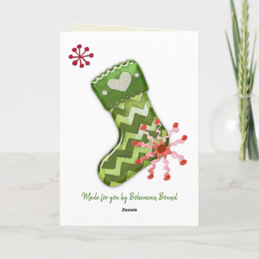 Kerstboom en Stocking Whimsey Kaart (Achterkant)